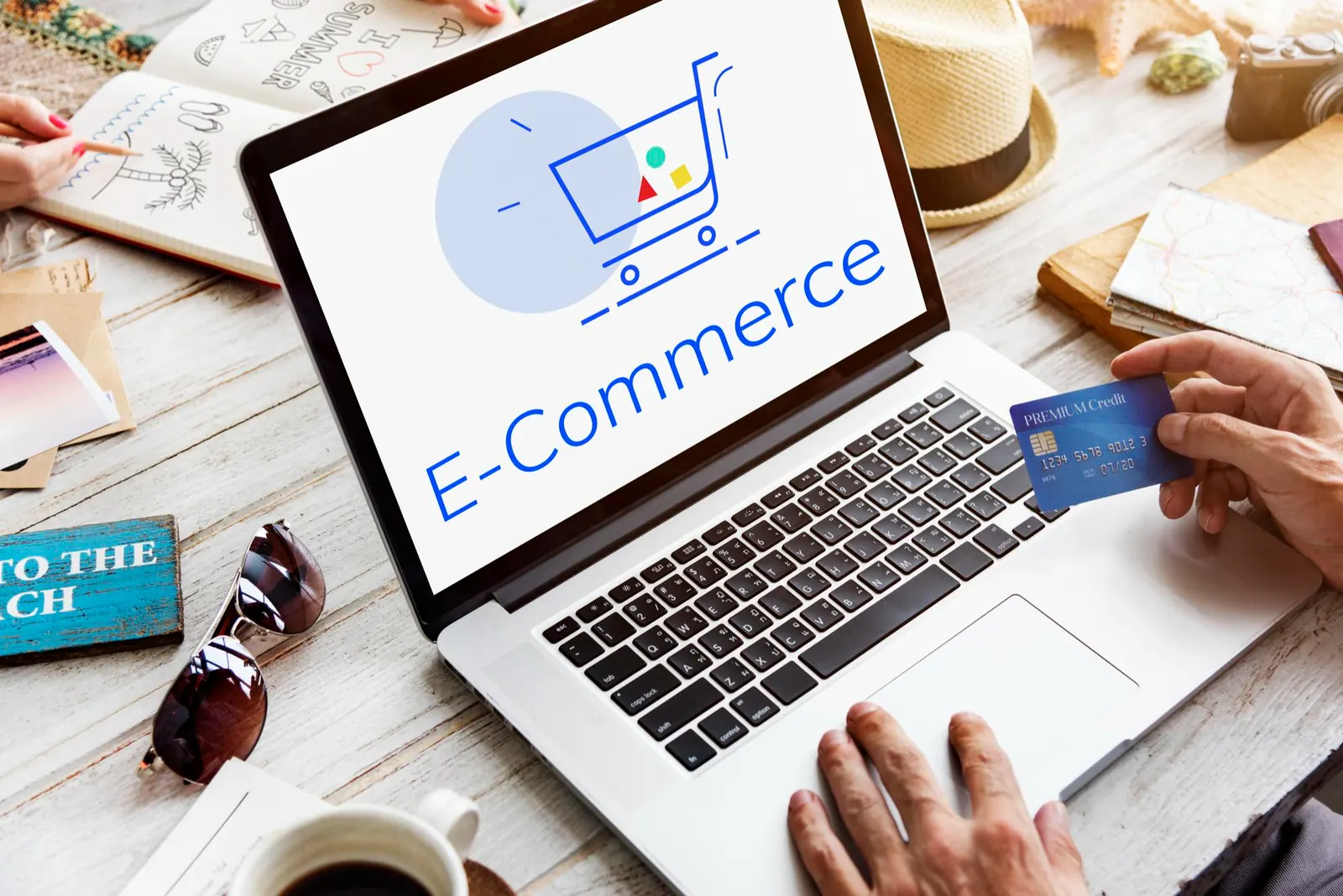 E-commerce website design showing a product catalogue and checkout