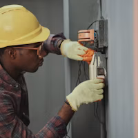 Electrician working on a home wiring job