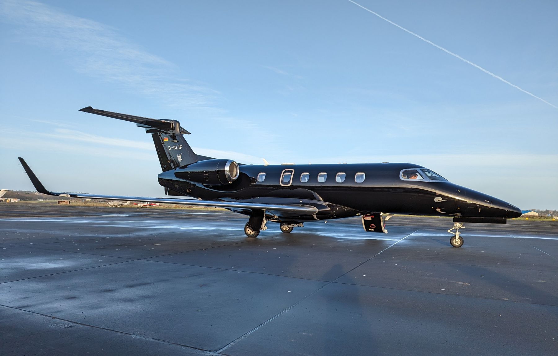 Private jet on an airport apron
